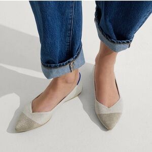 Rothys The Point Diamond Metallic Flat Shoe Sz 7.5